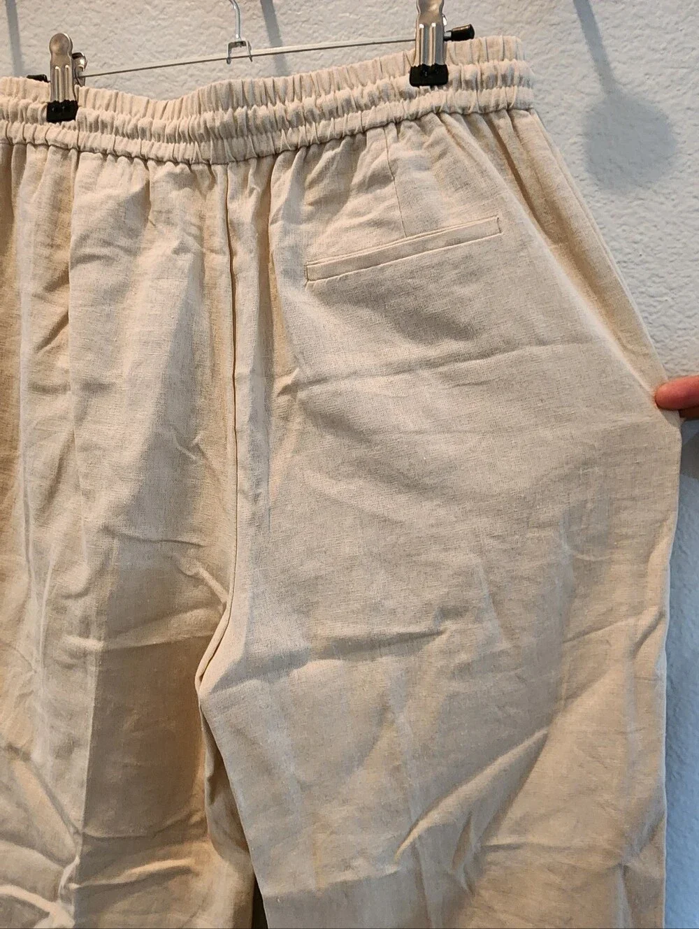 Zara Linen Blend Wide Leg Pants Beige Size S